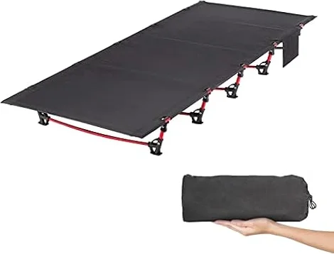 Leogreen Cama Plegable Camping Cama Camping Portátil 192x70x17cm Negro | Catre camping ultraligero portátil, estructura fuerte resistente, carga 150 kg, para playa viajes escalada, negro