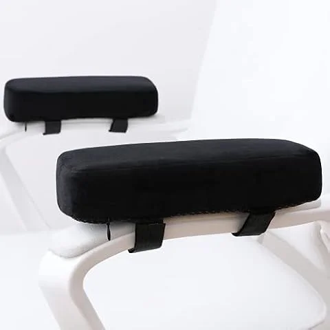 LargeLeaf Cojines Extra Gruesos para reposabrazos de Silla, cojín de Codo, Alivio de presión, Silla de Oficina, Juegos, reposabrazos con Almohadillas de Espuma viscoelástica (Negro)