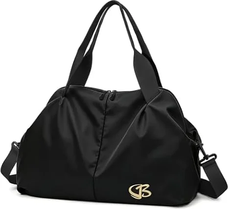 Vllcsla Bolsa Deporte Mujer Pequeña, Bolsos Deportivo con Bolsillo Humedo, Bolso Gimnasio, Bolsa de Viaje Resistente al Agua, Bolsas de Fin de Semana Suave, Mochila Gimnasio Mujer, Negro