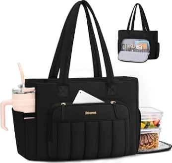 RAINSMORE Bolso Trabajo Mujer con Compartimento para Almuerzo | Bolso Portatil Mujer 15,6 Pulgadas Gran Capacidad Bolso Profesora Ordenador Portatil para Oficina Trabajo Universidad