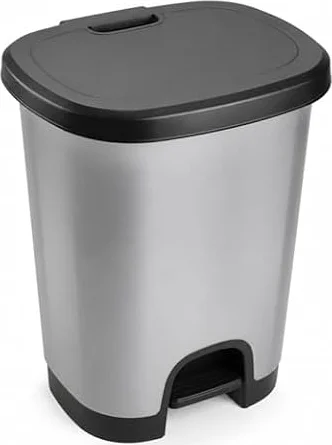 CABLEPELADO Cubo basura plastico apertura pedal 27 Litros - Cubo Reciclar - Cubo con pedal 27L- PP5 - plástico resistente (Gris oscuro)
