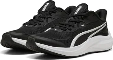 PUMA Zapatillas Skyrocket Lite 2 Niños 37, Black White Silver Metallic | Amortiguación ligera PUMALITE y cordones FIT PLUS para mayor comodidad al correr en carretera