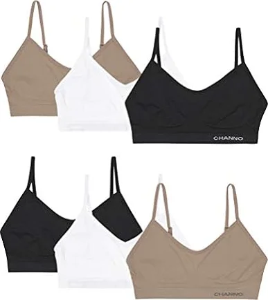 Channo Sujetadores Invisibles sin Costuras, sin Aros ni Relleno, Hechos de Licra con Tirantes Ajustables - Pack de 6, Surtido, L/XL