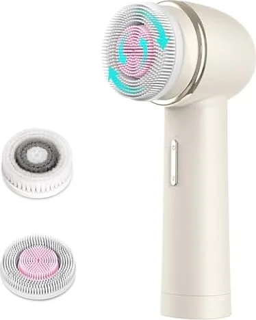 MYCARBON Cepillo Limpiador Facial Eléctrico 2500 mAh Recargable 2 Repuestos | Masajeador Eléctrico Limpiador 2 Modos 360° Rotación Cepillo Facial 2 Velocidades 2 Repuesto IPX7 Impermeable FCD4 Rosa