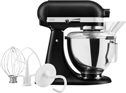 KitchenAid Classic Batidora Amasadora 4.3L, 10 Velocidades con Arranque Suave, Pala, Gancho y Varilla, Acción Planetaria, 59 Puntos de Contacto, Black Matte