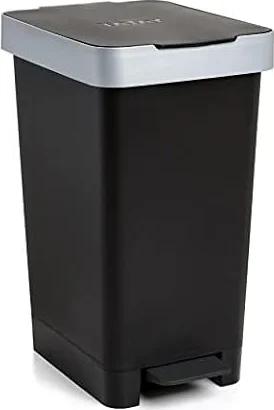 TATAY Cubo de Basura Smart 26x36x47 cm Uso Interior y Exterior | Cubo Basura | Capacidad 25 L | Apertura con Pedal | Sin BPA | Diseño Compacto | Compatible con Bolsas de 30L, Negro