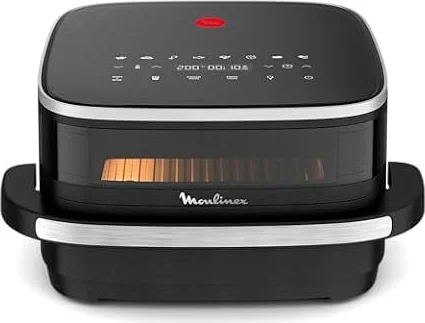 Moulinex Easy Fry XL Surface, Freidora de Aire 2200 W, Doble Resistencia | Cocción Uniforme, Cesta Ancha, 10 Programas Automáticos, Horno para Pizzas, Diseño Compacto, Ventana de Visualización, AL4018