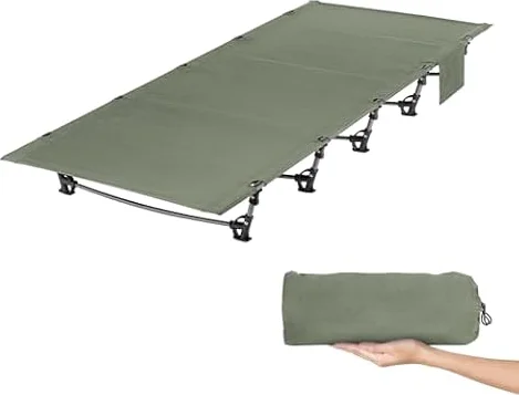 Leogreen Cama Plegable camping cama camping Portátil 192x70x17cm Verde | Cama plegable compacta exterior, marco robusto acero, peso ligero fácil transporte, color verde oscuro, camping playa