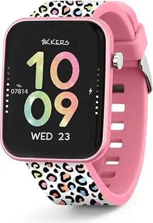 Tikkers Kids Series 13 Leopard - Reloj inteligente con rastreador de fitness, reloj despertador, cámara, conexión GPS, monitor de frecuencia cardíaca, contador de pasos, pantalla táctil, IP68, correa