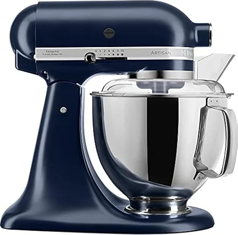 KitchenAid Artisan Robot de Cocina 4,7L con accesorios Azul tinta | De masa madre a merengues con 5 accesorios y batidor de borde flexible; icónico diseño en metal duradero