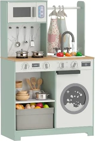 AIYAPLAY Cocina de Juguete de Madera Cocinita Infantil 3-6 Años Verde