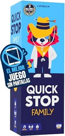 Quickstop Family - Juego de Mesa Familiar sin Pantallas - +6 Años | Juego de cartas rápido y divertido para niños y adultos | Diversión en familia | 2-7 jugadores | Regalo original