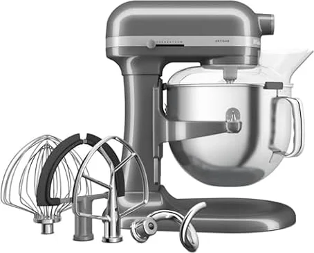 KitchenAid Artisan Robot de Cocina Bol Elevable 6,6L Plata medallón | Amasa masas densas, hasta 14 pizzas por tanda; 11 velocidades, estructura totalmente metálica y diseño icónico