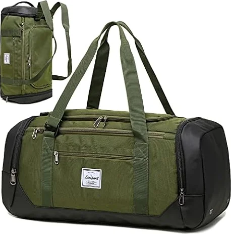 Laripwit Bolsa Viaje Hombre Fin de Semana 40L Bolsas de Deporte Gimnasio | Bolsos de Gym con Compartimento para Zapatos y Húmedo para Viajes Camping Deportivo, Verde