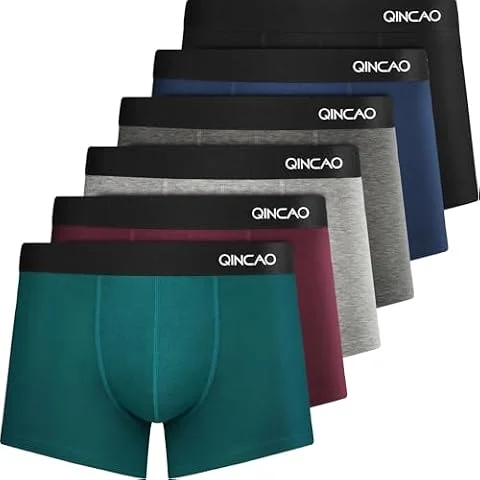 QINCAO Calzoncillos Hombre Boxer Paquete de 6, Suave y Ajuste Cómodo | Ajuste perfecto, No rasguñan la Piel, Calzoncillos Hombre, El Tejido Apenas se Deforma, Sin etiquetas molestas