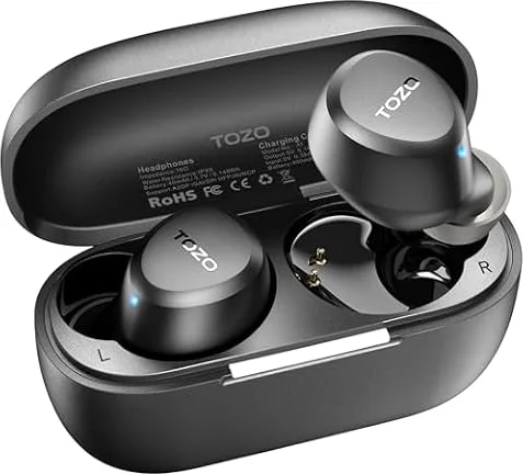 TOZO A1 Auriculares Inalámbricos Bluetooth, ideales para oídos pequeños | ORIGX Acústico, 3.7g Ultraligeros, Estuche Portátil, 32H Reproducción, 32 EQs en App, Sonido Estéreo para Deporte y Viaje