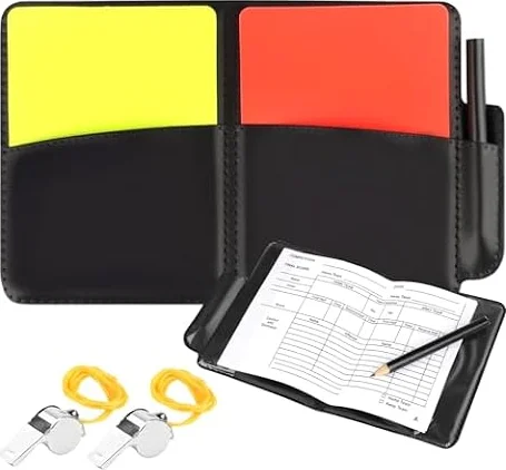 KEWUZY Kit de Tarjetas de árbitro Tarjeta de árbitro Roja Amarilla Kit de Silbato de árbitro Tarjetas de árbitro para Fútbol Kit de árbitro Deportivo con Lápiz para Juego de Fútbol Deporte Escolar