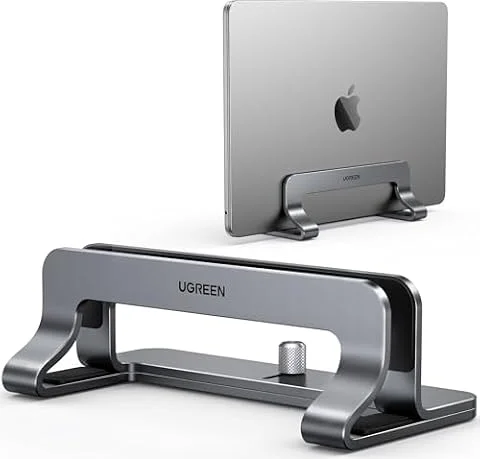 UGREEN Soporte Vertical para Computadora Portátil 15,6" Gris | Elevador Laptop Stand de Aluminio Ajustable 12-25mm Compatible con MacBook Pro/Air, Matebook, HP, iPad