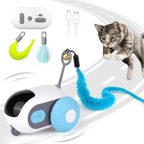 Juguetes para Gatos autónomos, juguete interactivo para gatos autoempleo | juguete interactivo para gatos con mando a distancia ,Modo Inteligente de Control Remoto + Modo automático
