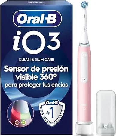 Oral-B iO 3N Cepillo de Dientes Eléctrico con 1 Cabezal, Rosa | Cepillo Dental Suave con Encías, 3 Modos de Cepillado, Sensor de Presión, Temporizador, Batería de Larga Duración