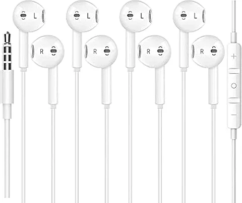 ASENTER 4 Pack Auriculares con Cable Sonido estéreo intrauditivos con Auriculares de 3.5 mm Enchufe Micrófono Control de Volumen Compatible con iPhone Samsung Xiaomi
