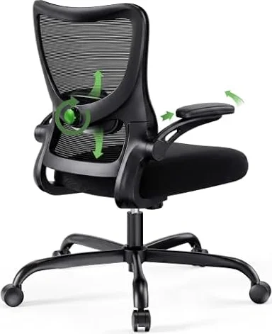Marsail Silla Escritorio Ergonomica: Silla Oficina de Computadora con Respaldo Alto de Malla y Soporte Lumbar Ajustable Silla Giratoria para Tareas Trabajo con Ruedas, Reposabrazos 3D