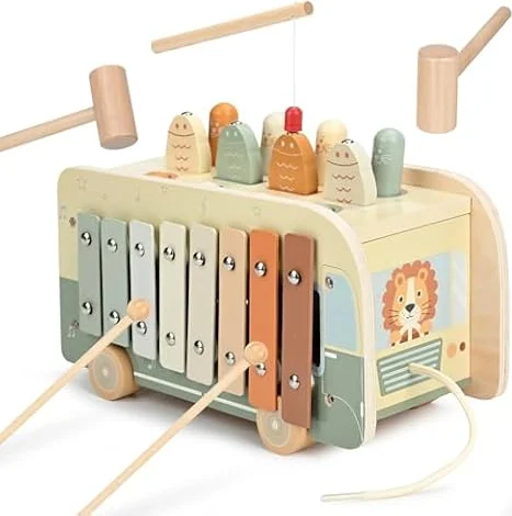 Vanplay Juguetes Niños 1 Año, Juguetes Bebe, Juguetes Montessori 7 en 1 con Xilofono, Instrumentos Musicales Bebe, Regalo Niño Niña 1 Año