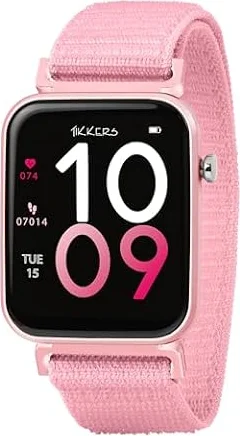 Tikkers Kids Series 13 - Reloj Inteligente con rastreador de Fitness, Reloj Despertador, cámara, conexión GPS, Monitor de frecuencia cardíaca, Contador de Pasos, Pantalla táctil, IP68, Correa Riptape