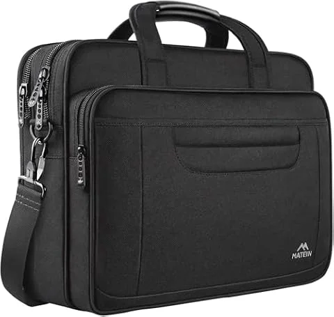 MATEIN Maletin Portatil 15,6 Pulgadas, Maletín Portátil para Hombre | Bolsa Portatil de Hombro, Maletin Portatil 16 Pulgadas, Laptop Bag, Messenger Bag para Universidad, Trabajo y Viaje, Negro