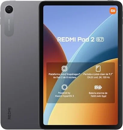 XIAOMI REDMI Pad 2 Tablet de 9,7” 4+64 GB gris grafito batería de 7600 mAh | pantalla 2K 120 Hz, Snapdragon 6s Gen 2, Xiaomi HyperOS 3, 1 año de garantía adicional