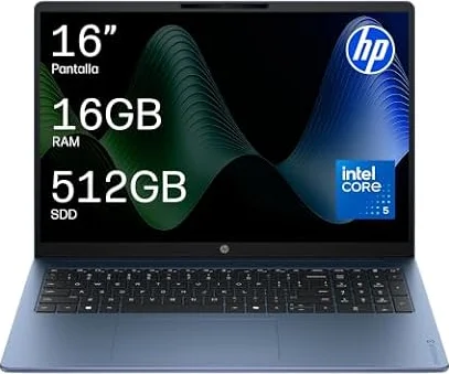HP OmniBook 3 Ordenador Portátil 16" Core 5, 16GB, 512SSD, Windows 11 | Intel Core 5 120U, 16-bu0102ns, notebook, Azul, QWERTY Español, Sin cargador incluido