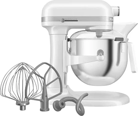 KitchenAid Batidora Amasadora Heavy Duty 6.6L, Engranajes Todo Metal, 11 Velocidades, Arranque Suave, Corte por Sobrecalentamiento, Bol 3 Puntos, Blanco