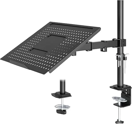 Redbat Soporte de Monitor y Bandeja Ventilad para Portátil de 16 Pulgadas y Pantallas LCD LED de 13 a 32 Pulgadas, hasta 8 kg, Brazo Monitor con Inclinación, Giro y Rotación