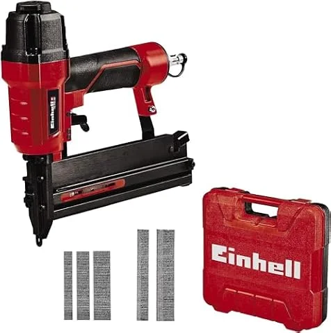 Einhell Grapadora de aire comprimido TC-PN 50 | 2 en 1: grapadora y clavadora | Puntera de seguridad | 1500 grapas y 2000 clavos | Frasco de aceite (vacío) | Racor