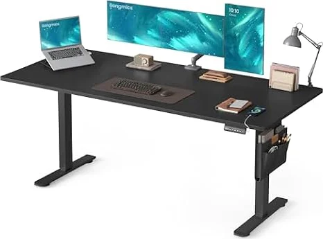 SONGMICS Escritorio Eléctrico, 80 x 180 x (72-120) cm | Ajustable sin Escalonamiento, Memoria con 4 Alturas, Tablero Empalmado, Negro Tinta y Negro, Colección BALOK LSD138BZ01