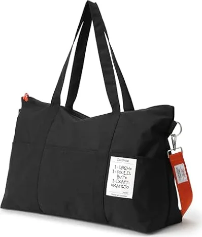 Dizdvizd Bolsa de Viaje Mujer Bolsa Deporte, Impermeable Bolsa de Gimnasio Grande Bolsa, Weekend Bolsa pernocte Llevar en Bolsa Hospital Holdalls - Negro