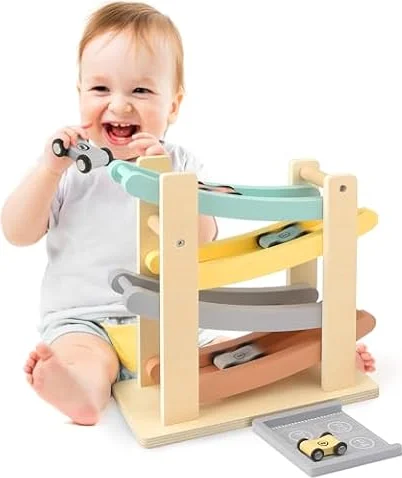 Vanplay Montessori Juguete a Partir de 1 año para Coche, Pista de Bolas, Madera, a Partir de 1, 2 años, Juguete de Madera, Regalo para 1 2 años, niño