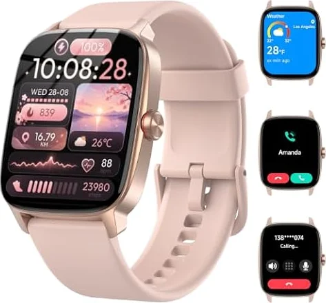 Reloj Inteligente Mujer Hombre con Llamadas Bluetooth y Voz AI, 1.85'' Smartwatch con Whatsapp Notificación, Pulsómetro/SpO2/Sueño/Podómetro, 110+ Modos Deportivos, Impermeable IP68 para iOS/Android