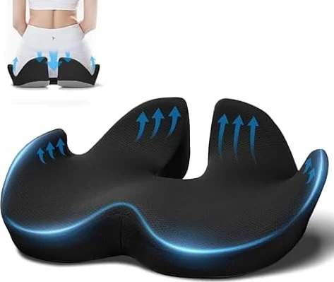Ajiteogy Cojín Silla Oficina Ergonómico para Ordenador Espuma Viscoelástica | Cojín de Asiento cómodo para hogar y oficina, ideal para uso diario