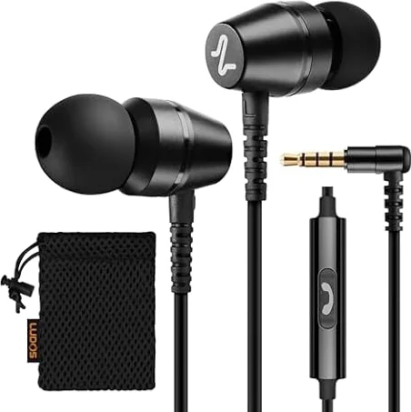 Ludos OMNITONE Auriculares In Ear con Cable y Microfono, 5 Años de Garantía, Auricular con Jack, Cascos Musica con Graves Potentes, para iPhone, iPad, Samsung, Xiaomi, Huawei, Gaming, Móvil - Negro