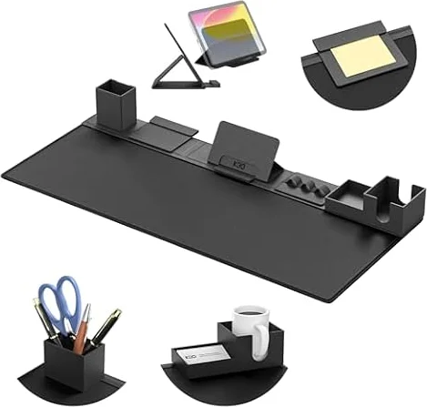 KDD 6 en 1 Alfombrilla Escritorio Set, Alfombrilla Ratón Gaming(80X35.5cm) | Tapete Escritorio XXL con Organizador Escritorio Magnéticos DIY para Soporte Tableta/Portavasos/Tarjetero/Portabolígrafos