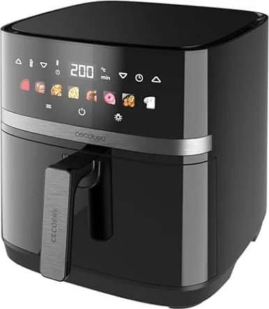 Cecotec Freidora de Aire 8 L Cecofry&Grill Duoheat 8000 2200W | Doble Grill Integrado, Dorado Perfecto en Carnes, Sabor de Parrilla, Platos Saludables, Air Fryer, Temperatura entre 80-200°C