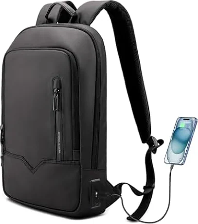 HEROIC KNIGHT Mochila Ordenador Portátil Laptop 15.6'' Ergonómica | con Puerto de Carga USB Impermeable Acolchada Elegante para Negocios Trabajo Escolar Estudio Diario Viaje Ocio 11L,Negro