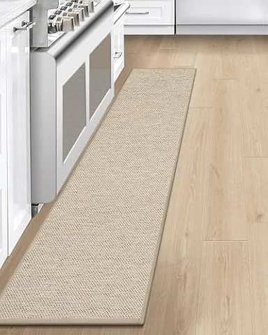 LEKEEPGO Alfombra Cocina Lavable Antideslizante 43x200cm, Beige | Antideslizante, Resistente a las Manchas, Absorbente, Secado Rápido, Lavable, Pelo Corto, para Comedor, Pasillo, Lavadero