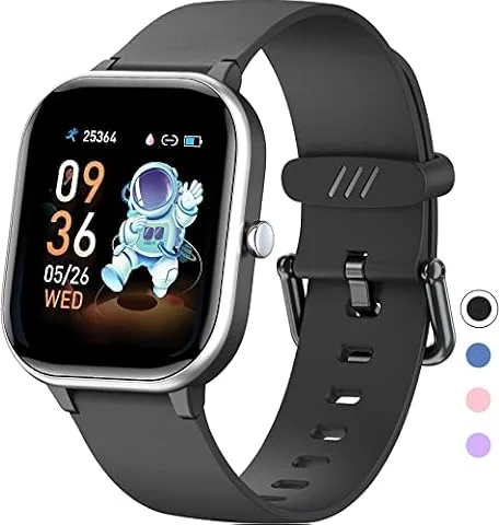 HENGTO Rastreador de Actividad física para niños, IP68 rastreador de Actividad a Prueba de Agua, podómetro, Monitor de frecuencia cardíaca, 19 Modos Deportiva, Gran Regalo para niños (Negro)