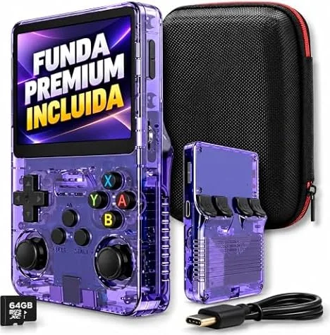 Consola Retro Portátil V.2026 +20.000 Juegos y 19 Plataformas | FUNDA Estuche Premium Incluída | Linux Abierto y Ampliable | Con Guardado de Partidas – Pantalla 3,5" | Videoconsola Arcade de Mano
