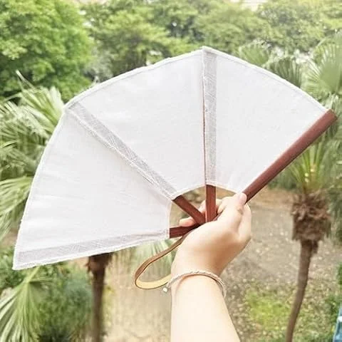 Abanico plegable español, portátil, de tela, multiusos, hecho a mano, abanico bordado decorativo, para eventos tradicionales (estilo E)