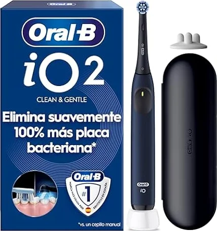 Oral-B iO 2 Cepillo de Dientes Eléctrico con 1 Cabezal, Azul Mar | Cepillo Dental con 3 Niveles de Intensidad, Sensor de Presión Y Temporizador, Estuche de Viaje, Suave con Encías