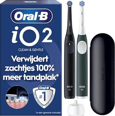 Oral-B Cepillo de dientes eléctrico iO Series 2, paquete doble, cepillo eléctrico, incluye 2 cabezales de cepillo, 3 modos de cepillado para el cuidado dental, bien probado (2,2) de Stiftung
