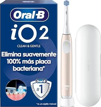 Oral-B iO 2 Cepillo de Dientes Eléctrico con 1 Cabezal, Rosa Suave | Cepillo Dental Suave con Encías, 3 Modos de Cepillado, Sensor de Presión Y Temporizador, Estuche de Viaje